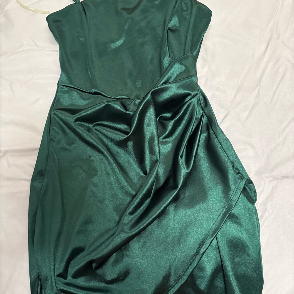 Elegant Green Satin Dress